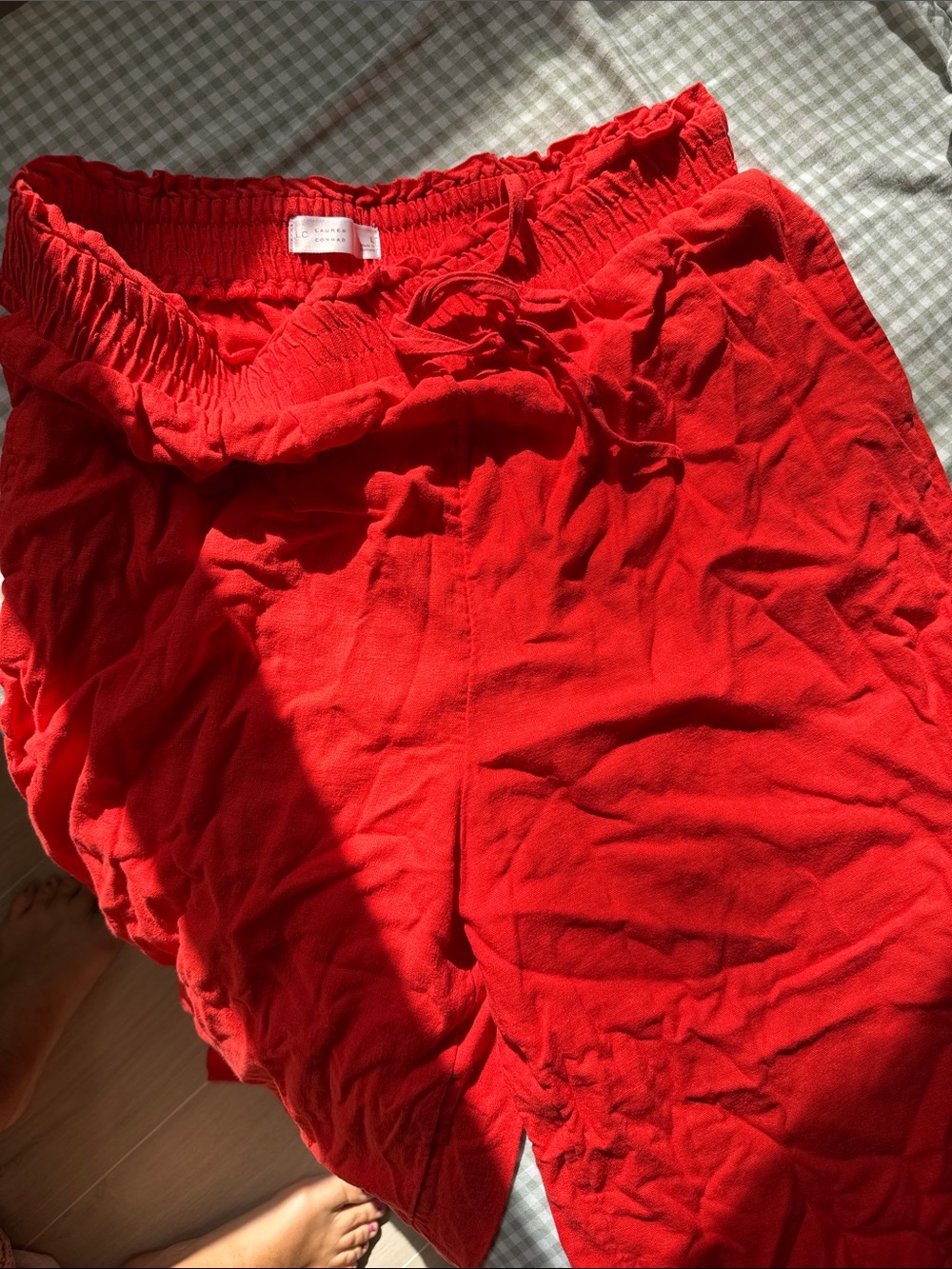 LC Lauren Conrad Vibrant Red Elastic-Waist pants